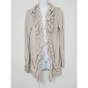 Studio Y Taupe Ruffle Open Front Cardigan M